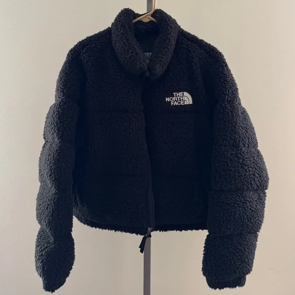 THE NORTH FACE WOMEN'S HIGH PILE FLEECE NUPTSE DOWN JACKET TNF Black sz XL - Picture 2 of 3